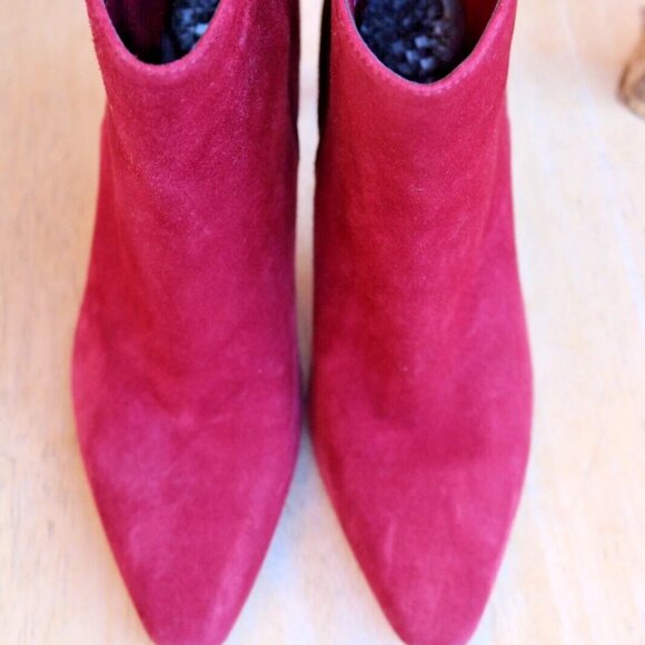 Vince Camuto Allost Burgundy Suede High Heel Bootie Sz 7 Ankle Boots. - Picture 6 of 12